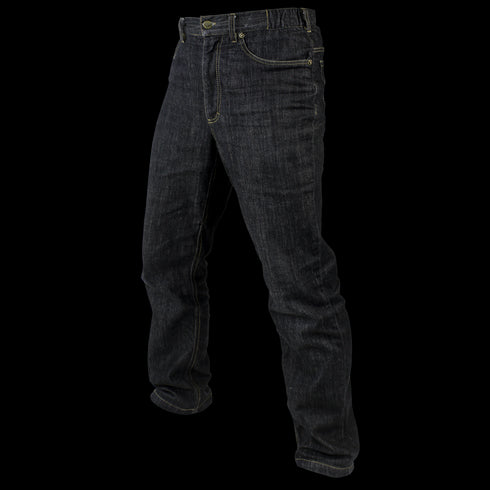 Condor Cipher Jeans: dark blue tactical denim with front and back pockets, displayed on a white background.